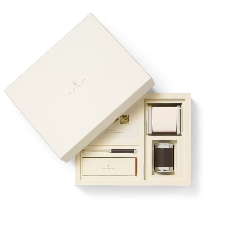 Graf-von-Faber-Castell - Set desk accessories Epsom, small, dark brown