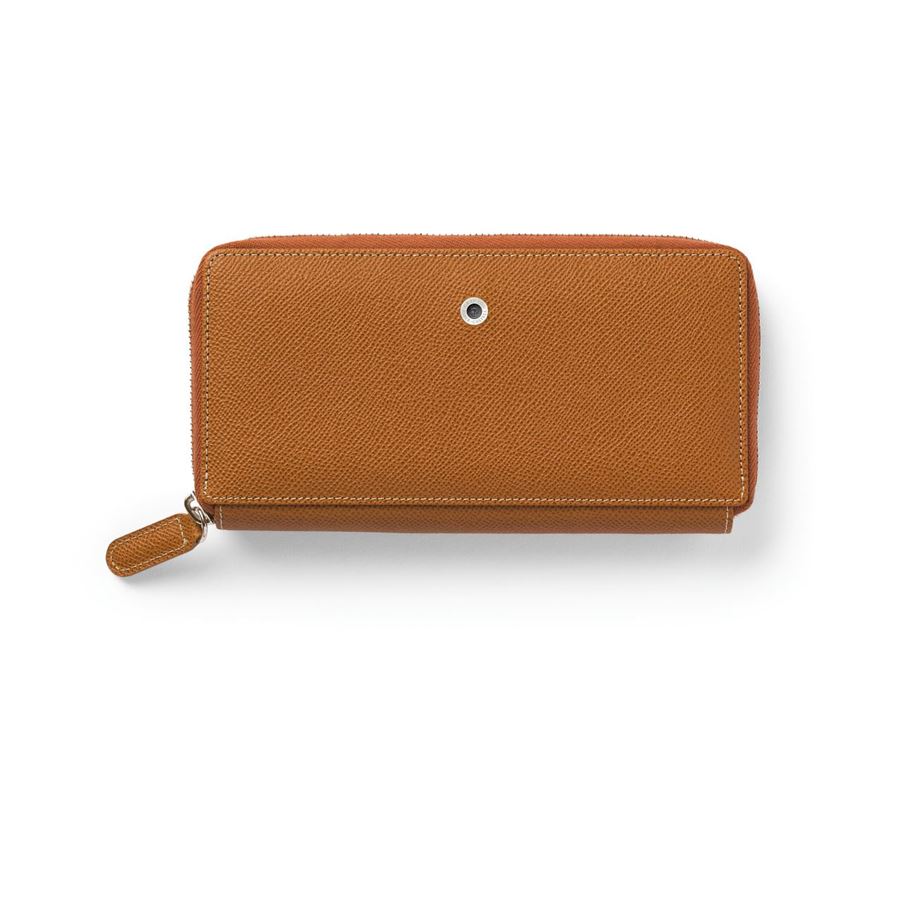 Graf-von-Faber-Castell - Ladies' purse  with zipper Epsom, Cognac